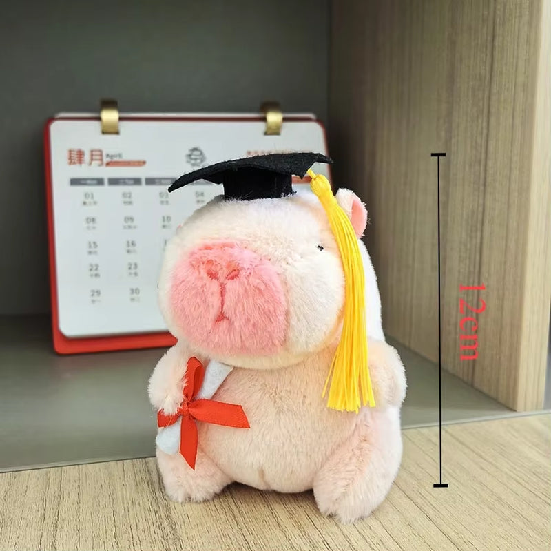 Pink Graduation Capybara Plush Keychain Pendant 12CM 