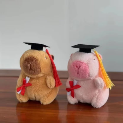 Pink Graduation Capybara Plush Keychain Pendant 12CM 