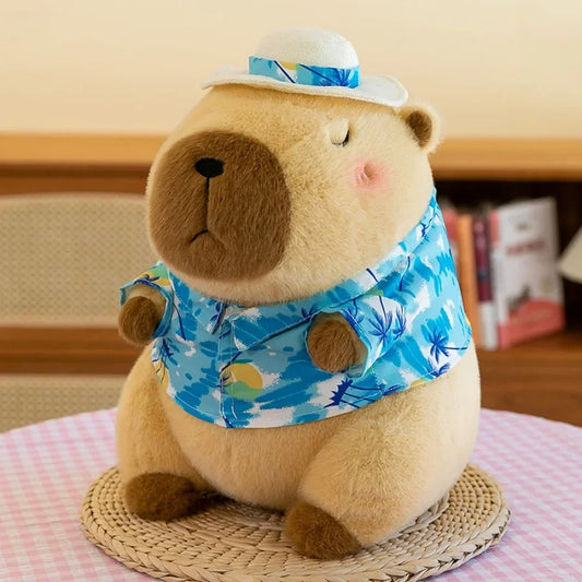 Yellow Duck Swim Ring Capybara Plush Toy Cute Simulation Beachwear Capibara Kawaii Stuffed Animal Kapibala Birthday Travel Gifts