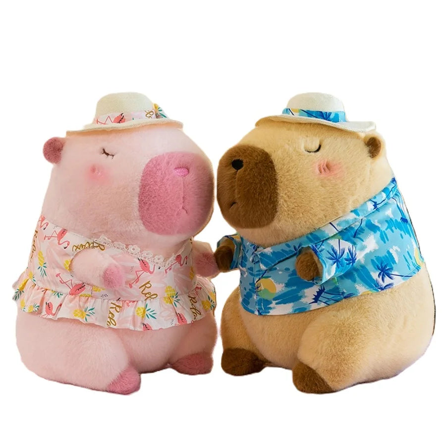 Yellow Duck Swim Ring Capybara Plush Toy Cute Simulation Beachwear Capibara Kawaii Stuffed Animal Kapibala Birthday Travel Gifts