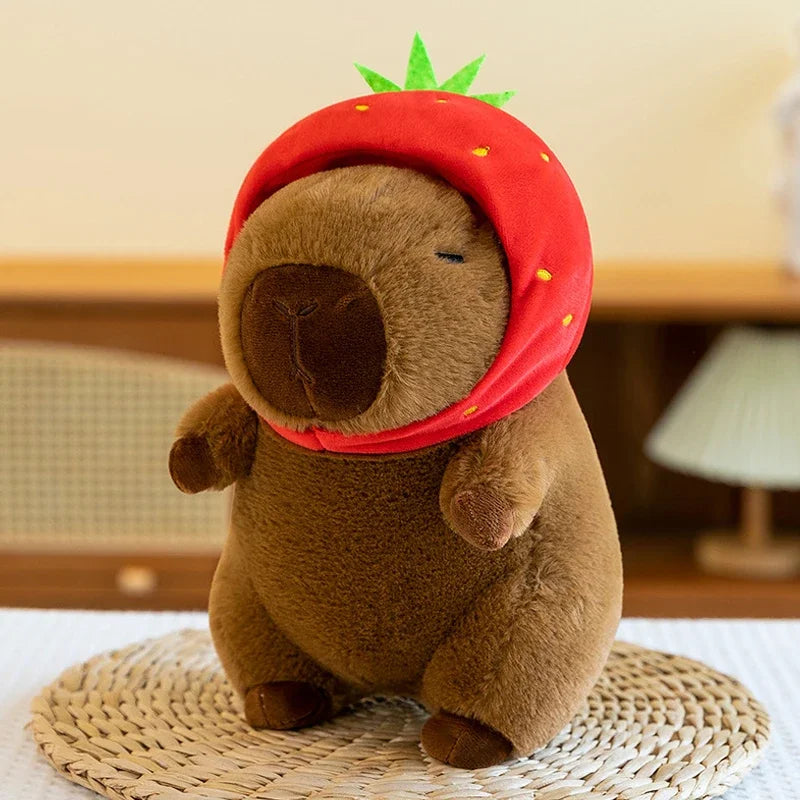 Strawberry Hat Capybara Plush 22CM
