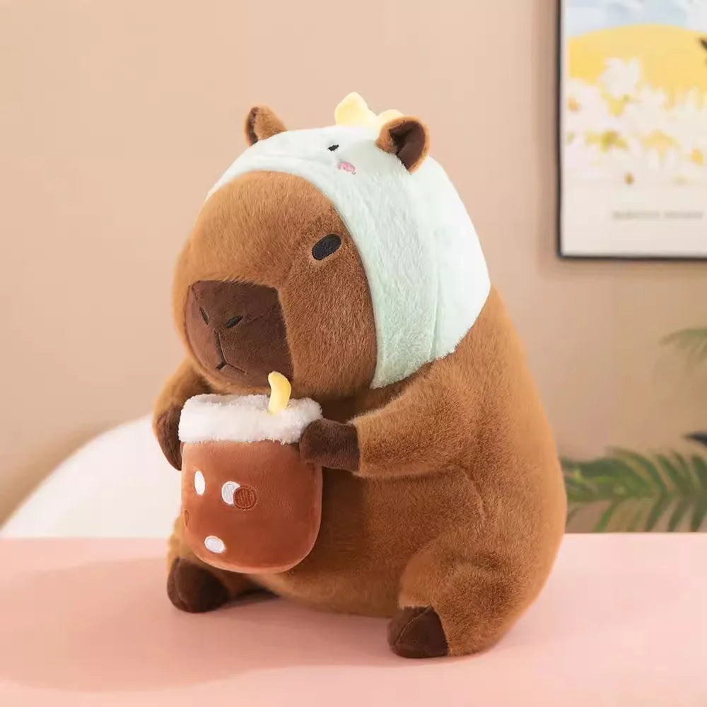 Dinosaur with Boba Tea Capybara Plush Large 30CM