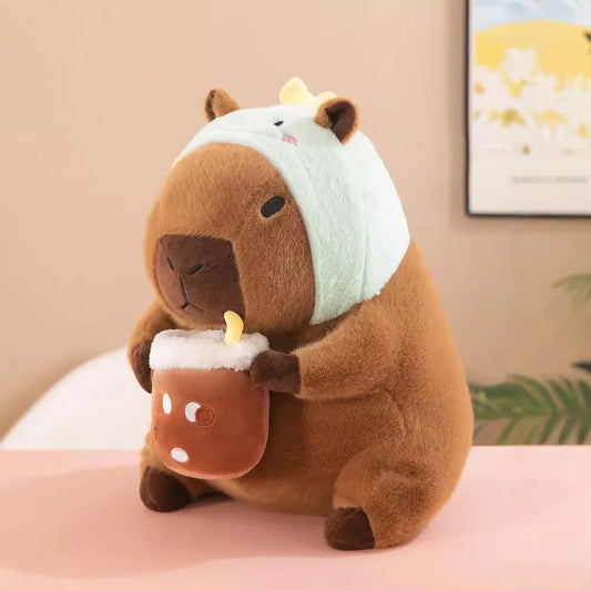 Dinosaur with Boba Tea Capybara Plush Large 30CM