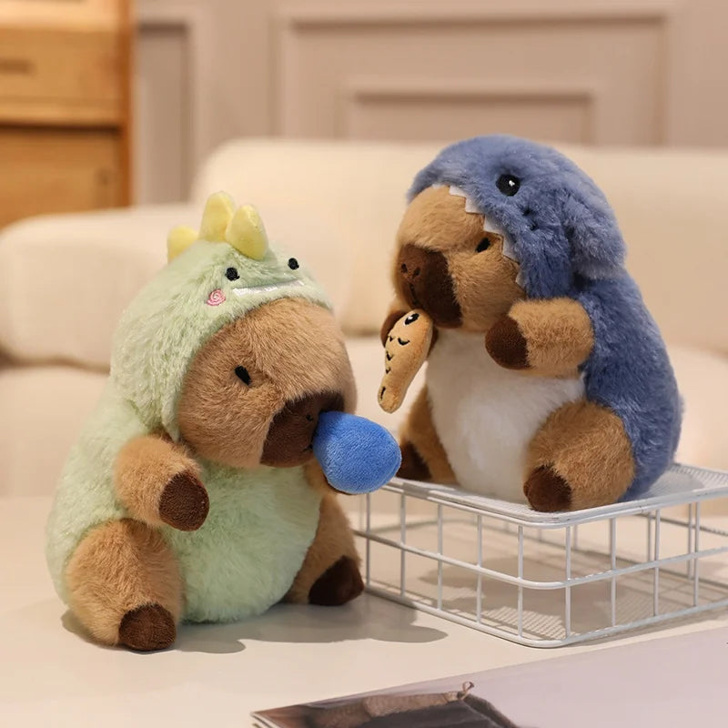 Green Dinosaur String-pull Capybara Plush 22CM