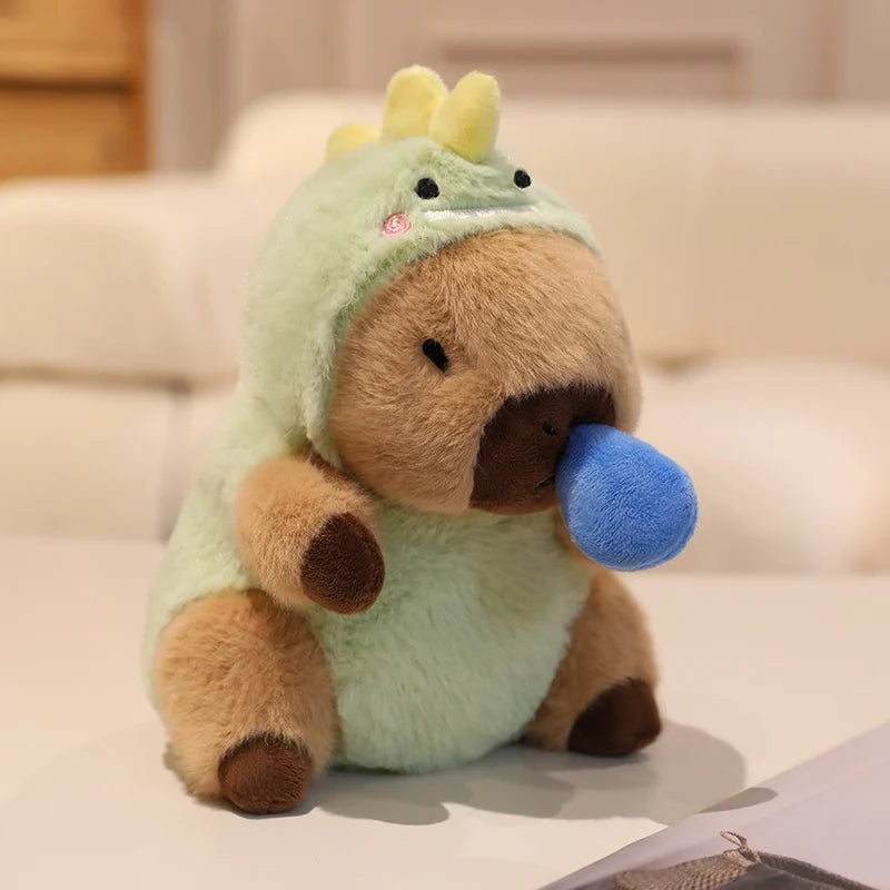 Green Dinosaur String-pull Capybara Plush 22CM