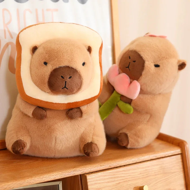 Pink Flower Capybara Plush Large 30CM
