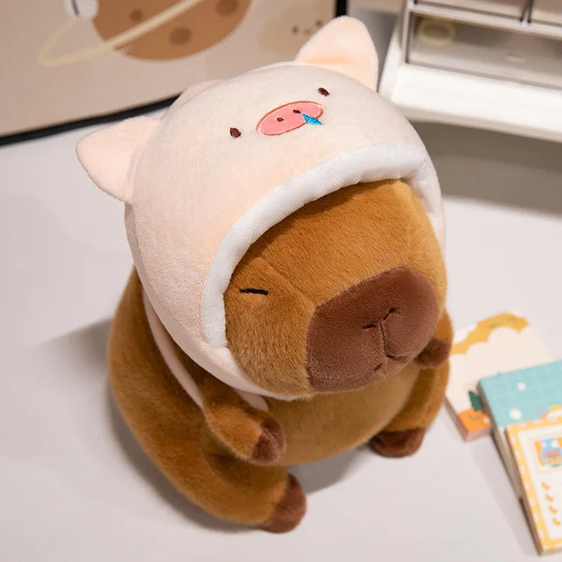 Cute Shark Head Backpack Plush Toy with Capybara Design Adorable Stuffed Doll Birthday and Holiday Gift for Kids or Friends