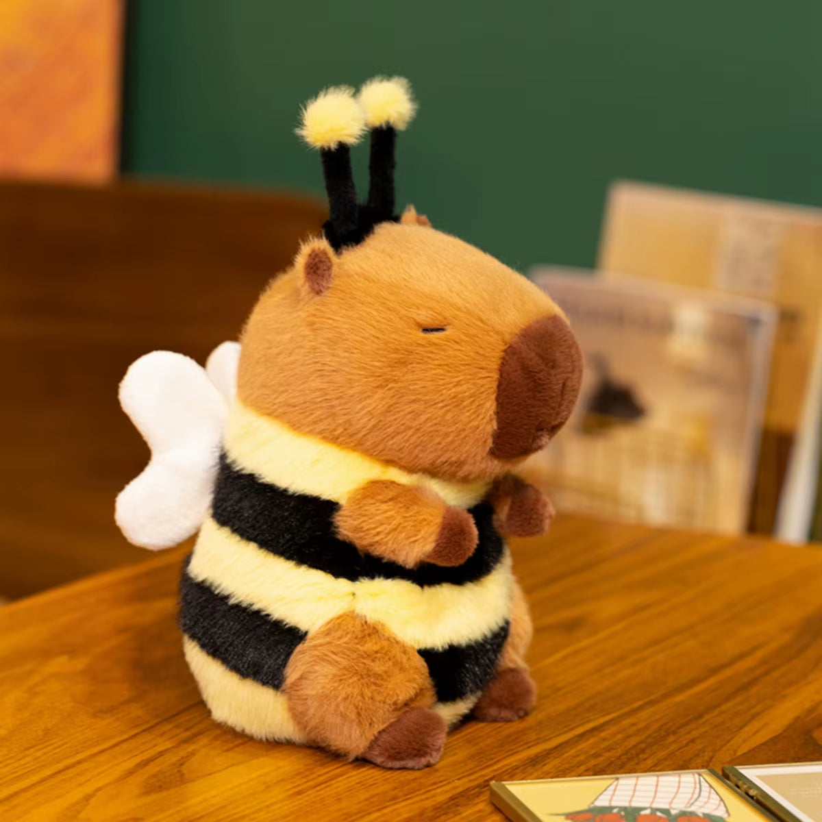 Kawaii Bee Capybara Plush Toy Simulation Bee Capybara Plush Doll Soft Stuffed Animal Toy for Kids Capybara Lovers Room Decor