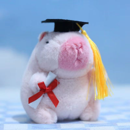 Pink Graduation Capybara Plush Keychain Pendant 12CM 